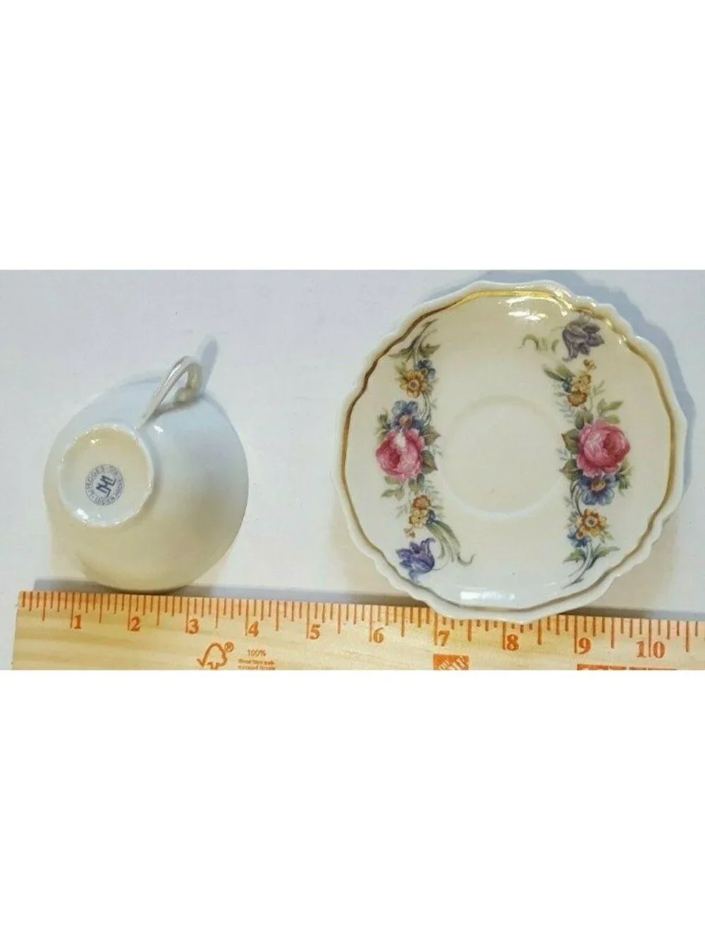 Limoges Lucien Michelaud Tea Cup and Saucer Vintage Pink‎ Roses